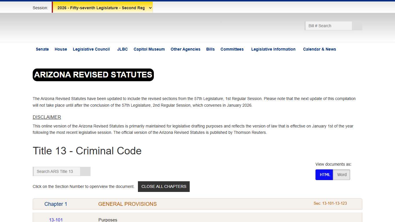 Arizona Revised Statutes